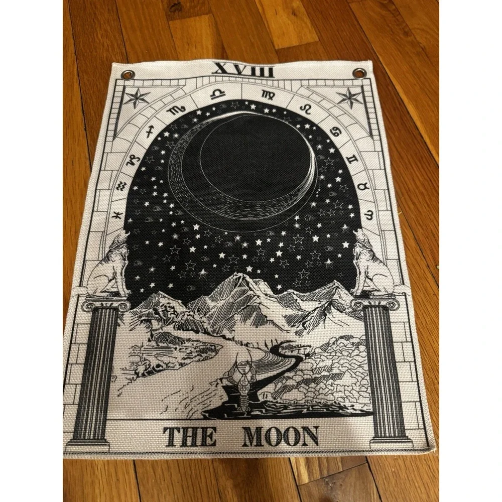 Tarot Flag Tapestry‎ The Sun The Moon The Star Set Of 3 Wall Hanging B&w Witchy
